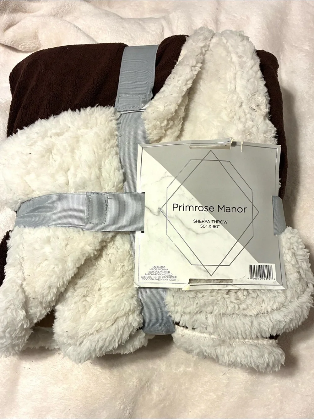 NEW Primrose Manor Sherpa Throw - Brown with Cream Sherpa